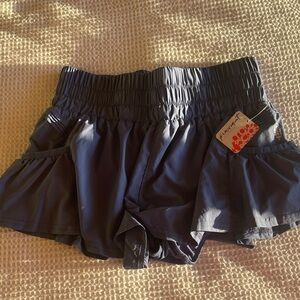 FP Movement by Free People Black Ruffled Athletic Shorts
